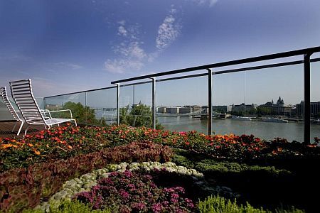 Panoramic view from the suite of Lanchid 19 Hotel in Budapest